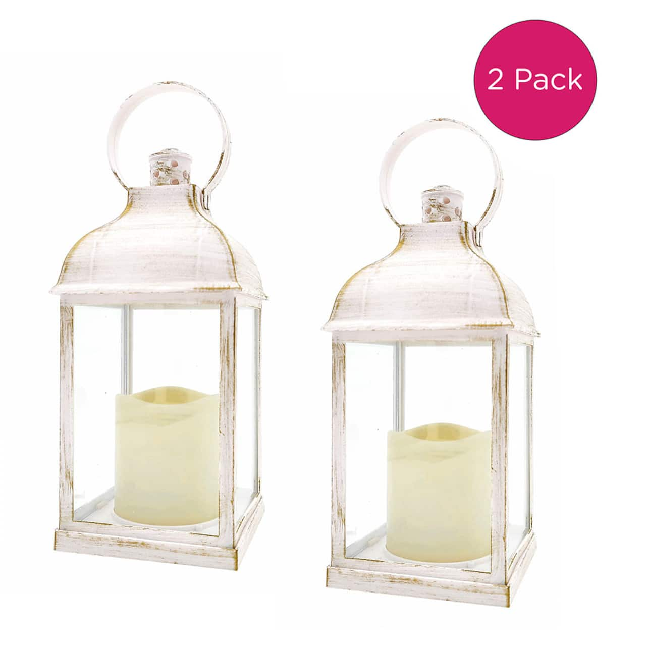 Kate Aspen&#xAE; Marrakesh LED Vintage Decorative White Lantern, 2ct.